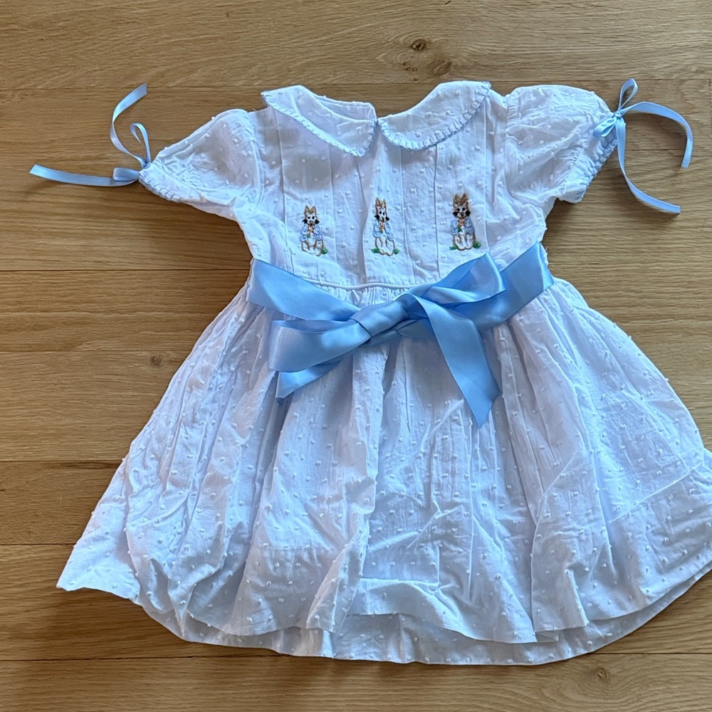 Charming White and Blue Kids Formal Dress
